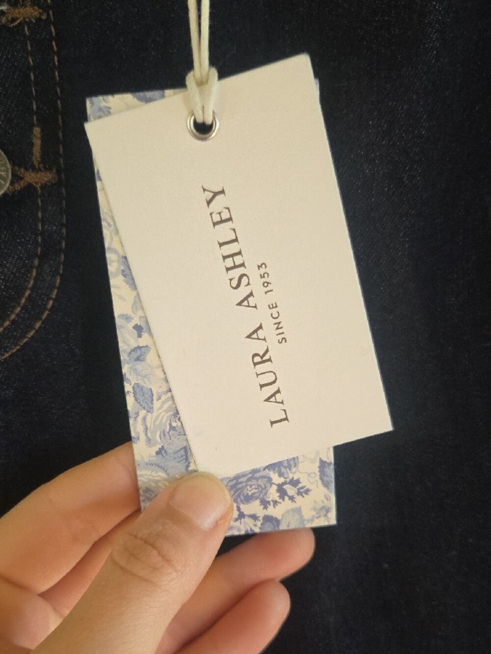 Laura Ashley Dark Blue Flare Jeans with Button-Fly - Picture 4 of 5